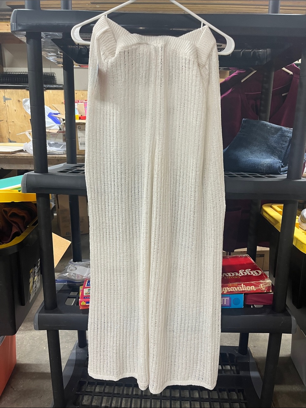 Shade & Shore Cream Knit Wide-Leg Swim Coverup Pants